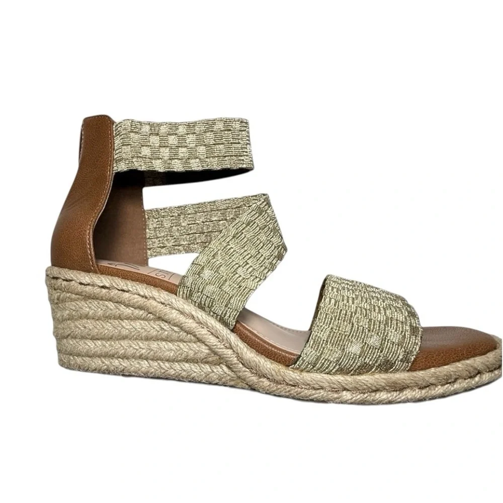 Impo Nalani Memory Foam Monochrome Vegan Brown & Tan Wedge Sandals Size 6.5